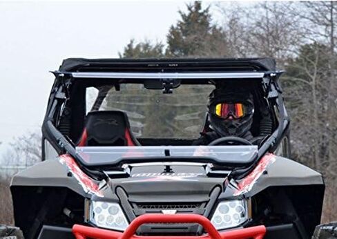 الزجاج الأمامي القابل للطي 3 في 1 المقاوم للخدش من SuperATV لعام 2012-2018 Arctic Cat Wildcat 1000، 4 1000، صنع في الولايات المتحدة الأمريكية، مصنوع من البولي كربونات بسمك 1/4 بوصة أقوى 250 مرة من الزجاج، معدة للفتح أو التهوية أو الإغلاق in Saudi Arabia