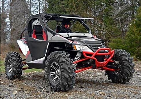 الزجاج الأمامي القابل للطي 3 في 1 المقاوم للخدش من SuperATV لعام 2012-2018 Arctic Cat Wildcat 1000، 4 1000، صنع في الولايات المتحدة الأمريكية، مصنوع من البولي كربونات بسمك 1/4 بوصة أقوى 250 مرة من الزجاج، معدة للفتح أو التهوية أو الإغلاق in Saudi Arabia