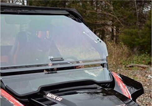 الزجاج الأمامي القابل للطي 3 في 1 المقاوم للخدش من SuperATV لعام 2012-2018 Arctic Cat Wildcat 1000، 4 1000، صنع في الولايات المتحدة الأمريكية، مصنوع من البولي كربونات بسمك 1/4 بوصة أقوى 250 مرة من الزجاج، معدة للفتح أو التهوية أو الإغلاق in Saudi Arabia