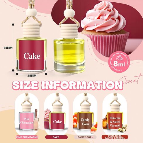 Maxdot 4 قطع معطر هواء لطيف للسيارة معلق في الخريف من أساسيات السيارة، موزع زيوت يدوم طويلاً، معطر هواء للعلاج العطري، موزع روائح السيارات (مجموعة الحلوى والحلوى) in Kuwait