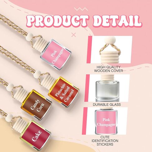 Maxdot 4 قطع معطر هواء لطيف للسيارة معلق في الخريف من أساسيات السيارة، موزع زيوت يدوم طويلاً، معطر هواء للعلاج العطري، موزع روائح السيارات (مجموعة الحلوى والحلوى) in Kuwait