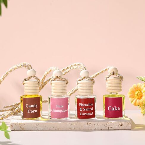 Maxdot 4 قطع معطر هواء لطيف للسيارة معلق في الخريف من أساسيات السيارة، موزع زيوت يدوم طويلاً، معطر هواء للعلاج العطري، موزع روائح السيارات (مجموعة الحلوى والحلوى) in Kuwait