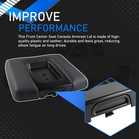Front Center Seat Console Armrest Lid Black Compatible with 2014-2020 Chevrolet Suburban Tahoe Chevy Silverado GMC Sierra 1500 2500HD 3500HD Yukon XL Replaces 22881398 in Saudi Arabia