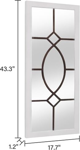Farmhouse Mirror, 43.3" x 17.7" Rectangular Rustic Wall Decor, White Wood Frame, HD Glass, Versatile Installation, Perfect for Entryway, Living Room, Dining Room in Saudi Arabia