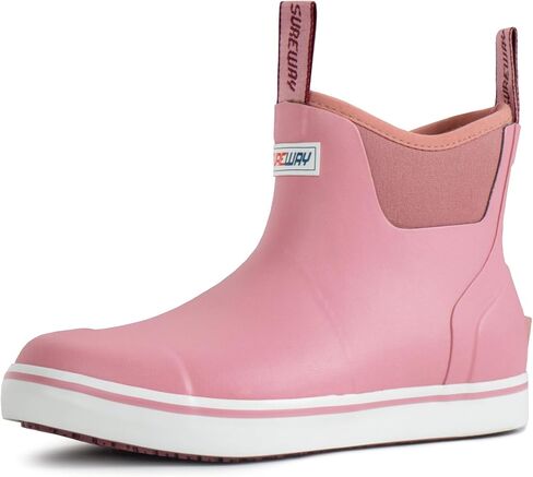 SUREWAY Women's Ankle Deck Boots for Women Waterproof Rain Boot,Lightweight,Super Anti-Slip,Neoprene Rubber Fishing Boating Boot,LT Chocolate,Size 9 in Saudi Arabia