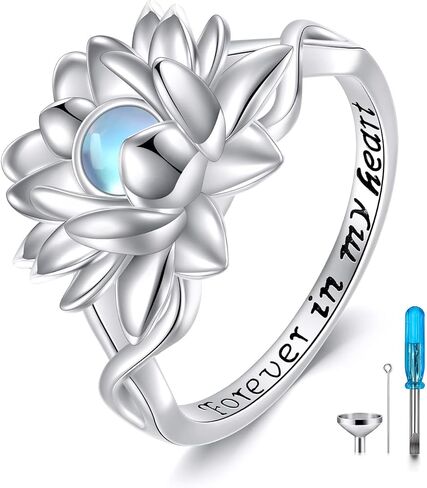 خاتم الجرة للرماد من الفضة الاسترليني Claddagh/Lotus Ring Cremation Jewelry هدايا مقاس 7 للنساء in Kuwait