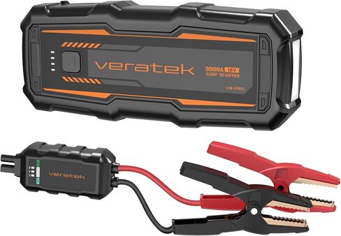 V6 Pro 1000A Car Battery Jump Starter Portable (6.0L Gas & 3.0L Diesel) – 12V Lithium Battery Booster Pack with SmartCharge Safety, Jumper Cables, 10000mAh Power Bank, Jump Box, LED Light in Saudi Arabia