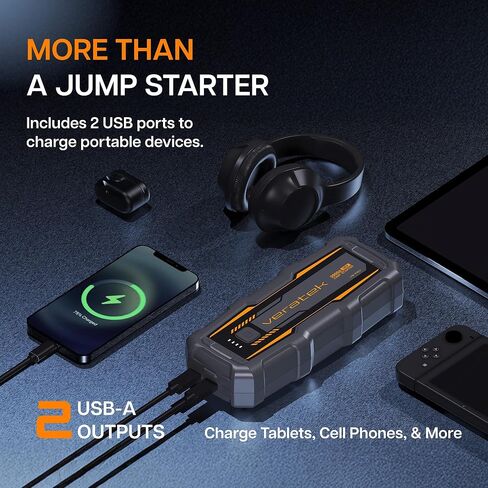 V6 Pro 1000A Car Battery Jump Starter Portable (6.0L Gas & 3.0L Diesel) – 12V Lithium Battery Booster Pack with SmartCharge Safety, Jumper Cables, 10000mAh Power Bank, Jump Box, LED Light in Saudi Arabia
