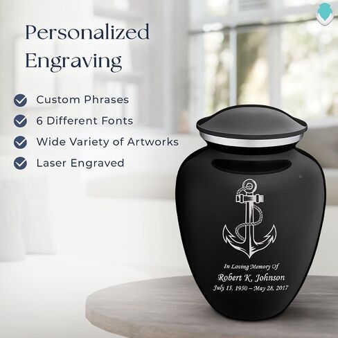 Geturns - Adult Personalized Anchor Cremation Urns for Human Ashes I Large Cobalt Blue Funeral Urn for Men and Women I 200 lbs in Saudi Arabia