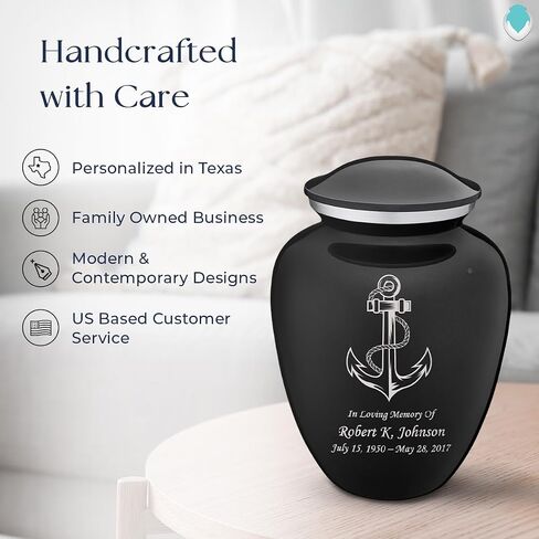 Geturns - Adult Personalized Anchor Cremation Urns for Human Ashes I Large Cobalt Blue Funeral Urn for Men and Women I 200 lbs in Saudi Arabia