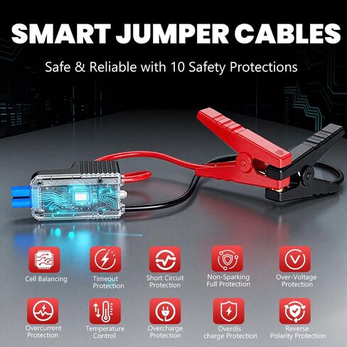 SEAMOUNT 2000A Jump Starter مع ضاغط هواء، معزز بطارية السيارة المحمولة 12 فولت وشاحن لغاز 6.0 لتر وديزل 3.0 لتر، منفاخ إطارات ذاتي الإغلاق 150 رطل لكل بوصة مربعة، بنك طاقة USB، ضوء LED، مقياس الإطارات in Kuwait