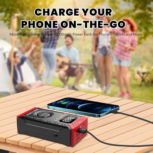 SEAMOUNT 2000A Jump Starter مع ضاغط هواء، معزز بطارية السيارة المحمولة 12 فولت وشاحن لغاز 6.0 لتر وديزل 3.0 لتر، منفاخ إطارات ذاتي الإغلاق 150 رطل لكل بوصة مربعة، بنك طاقة USB، ضوء LED، مقياس الإطارات in Kuwait