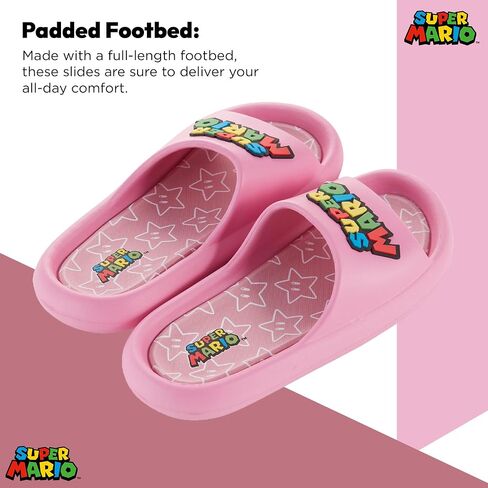 Nintendo Ladies Mario Peach Slide - Super Mario Shoes - Mario, Luigi, Kirby and Donkey Kong Comfort Slide Sandals in Saudi Arabia