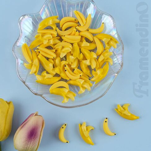 Framendino, 40 Pack Miniature Bananas Resin Imitation Banana Fruit Artificial Plastic Mini for House Kitchen Fairy Garden Decor in Saudi Arabia
