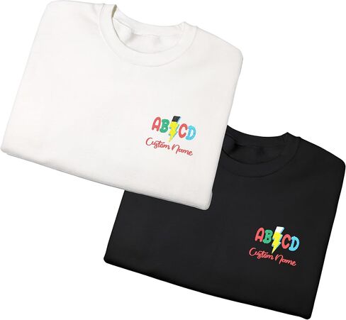 Personalized Teacher Embroidered Sweatshirt – ABCD Pencil Design with Custom Name – Back to School Gift for Educators Multicolor in Saudi Arabia
