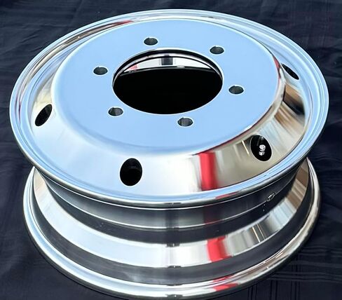 ALUMINUM WHEELS 17.5X6.00 6 Holes x 205mm PCD for Dump Truck lifted Axle, Hight polished For Steer Position, Tire size: 215/75R17.5 in Saudi Arabia