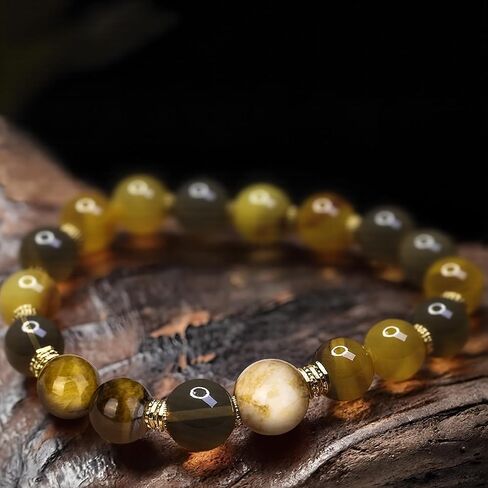 Healing Multi-Crystal Bracelets | Natural Tiger Eye, Citrine, Obsidian, Agate | for Wealth, Good Fortune, Inspiration, Passion, Confidence | Gift for Women Man all Ages | Adjustable Duarable Stretch(8-10mm) in Saudi Arabia