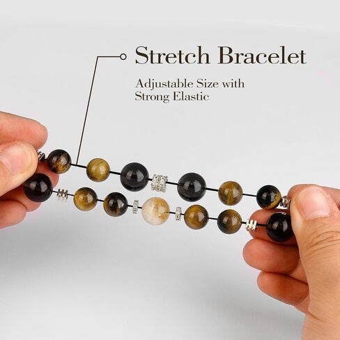 Healing Multi-Crystal Bracelets | Natural Tiger Eye, Citrine, Obsidian, Agate | for Wealth, Good Fortune, Inspiration, Passion, Confidence | Gift for Women Man all Ages | Adjustable Duarable Stretch(8-10mm) in Saudi Arabia