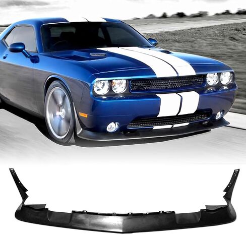 Front Bumper Lip Chin Spoiler, Compatible with 2011-2014 Dodge Challenger, SRT Style Flexible Polyurethane(PU) Front Lower Splitter Protector, Unpainted Black, 1 PC in Saudi Arabia