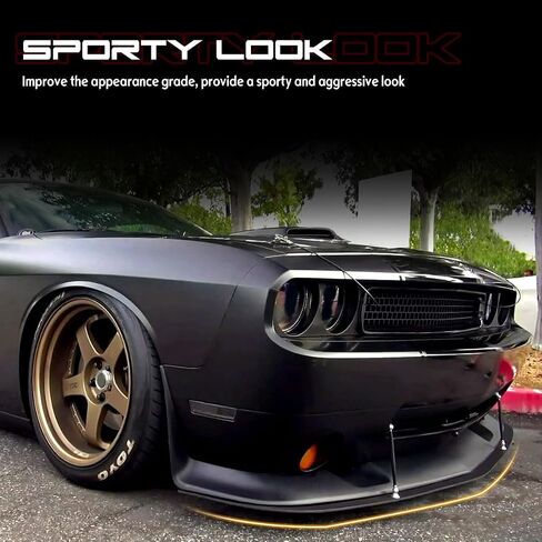 Front Bumper Lip Chin Spoiler, Compatible with 2011-2014 Dodge Challenger, SRT Style Flexible Polyurethane(PU) Front Lower Splitter Protector, Unpainted Black, 1 PC in Saudi Arabia