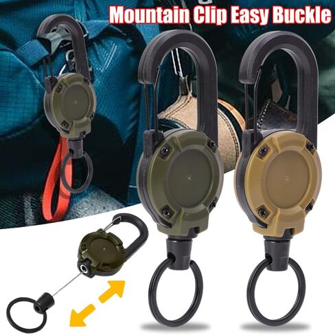 1pcs Heavy Duty Retractable Pull Badges Keychains Buckle Spring Key Ring Outdoor Sporty Key Chains Tools,4 * 12.5cm in Saudi Arabia