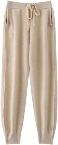 Women Wool Pencil Pants Autumn Winter Merino Wool Knitted Elastic Waist Soft Trousers in Saudi Arabia