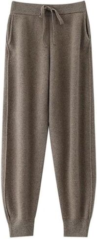 Women Wool Pencil Pants Autumn Winter Merino Wool Knitted Elastic Waist Soft Trousers in Saudi Arabia
