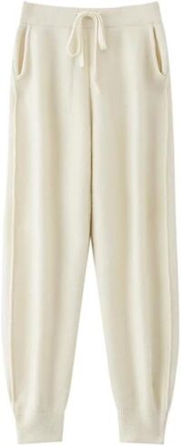 Women Wool Pencil Pants Autumn Winter Merino Wool Knitted Elastic Waist Soft Trousers in Saudi Arabia