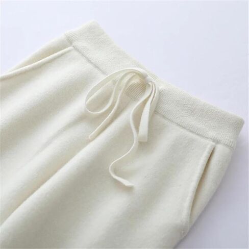 Women Wool Pencil Pants Autumn Winter Merino Wool Knitted Elastic Waist Soft Trousers in Saudi Arabia