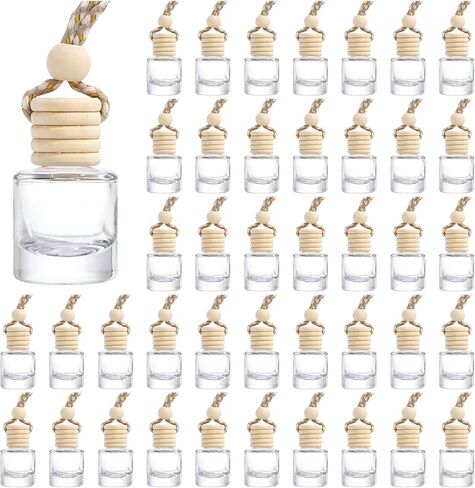 Hanging Car Air Freshener Diffuser, 100Pcs 8ml Empty Glass Essential Pendant Bottles, Automotive Oil Aromatherapy Fragrance Perfume Containers in Saudi Arabia