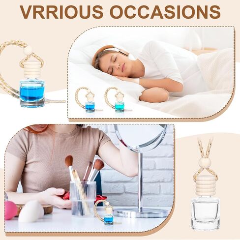 30 قطعة 8 مل موزع معطر هواء معلق للسيارة، زجاج شفاف قابل لإعادة الملء لرائحة الزيوت العطرية العطرية، زجاجة ناشرة عطر، كبيرة فارغة، قوارير زجاجية مع أغطية خشبية وسلسلة تعليق in Saudi Arabia