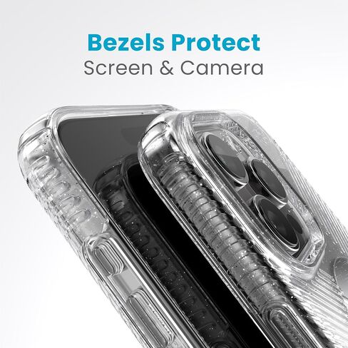Speck Clear iPhone 15 Case - ClickLock No-Slip Interlock, Built for MagSafe, Drop Protection - for iPhone 15, iPhone 14 & iPhone 13 - Anti-Yellowing 6.1 Inch Phone Case - Presidio Clear/Chrome in Saudi Arabia