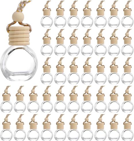 Hanging Car Air Freshener Diffuser, 100Pcs 8ml Empty Glass Essential Pendant Bottles, Automotive Oil Aromatherapy Fragrance Perfume Containers in Saudi Arabia