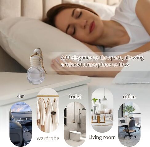 Hanging Car Air Freshener Diffuser, 100Pcs 8ml Empty Glass Essential Pendant Bottles, Automotive Oil Aromatherapy Fragrance Perfume Containers in Saudi Arabia