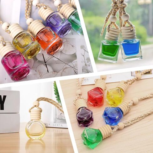 Hanging Car Air Freshener Diffuser, 100Pcs 8ml Empty Glass Essential Pendant Bottles, Automotive Oil Aromatherapy Fragrance Perfume Containers in Saudi Arabia