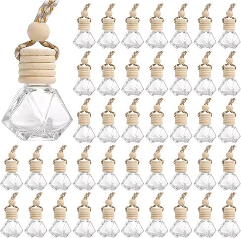 Hanging Car Air Freshener Diffuser, 100Pcs 8ml Empty Glass Essential Pendant Bottles, Automotive Oil Aromatherapy Fragrance Perfume Containers in Saudi Arabia