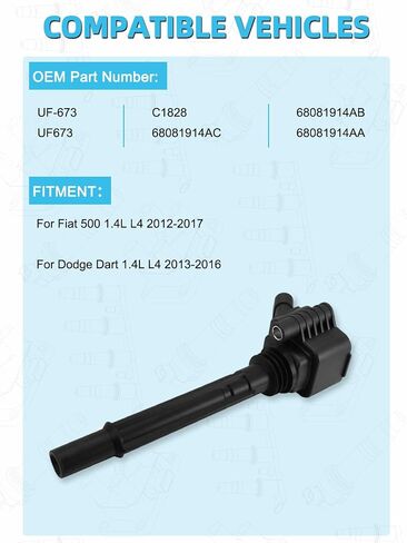 Set of 4 UF673 Ignition Coil Pack (1.4L L4) For Fiat 500 2012-2017,For Dodge Dart 2013-2016,Replace # C1828 68081914AC 68081914AB 68081914AA UF-673 in Saudi Arabia
