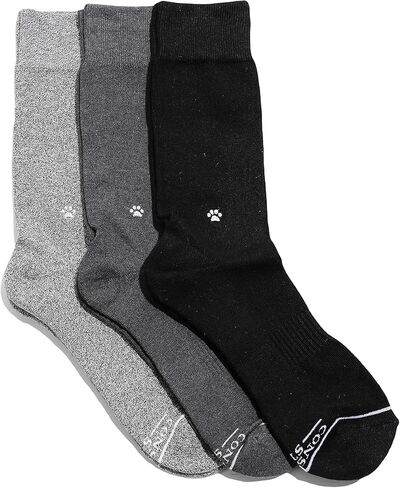 Conscious Step Men's Fair Trade Organic Cotton Crew Socks | 3 Pack Gray Socks Size US Mens 8-13 | Every Pair Helps Support our Partner Best Friends Animal Society Dog Sanctuary in Saudi Arabia