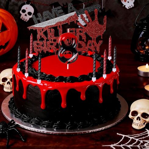 Have A Killer Birthday Number Candles for Cake, Candles for Halloween Birthday Party Decoration, Glitter Killer Birthday Cake Topper for Vampire, Horror Themed Birthday Party Cake(Number 13 & 31) in Saudi Arabia