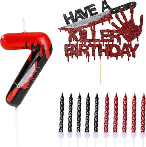 Have A Killer Birthday Number Candles for Cake, Candles for Halloween Birthday Party Decoration, Glitter Killer Birthday Cake Topper for Vampire, Horror Themed Birthday Party Cake(Number 13 & 31) in Saudi Arabia