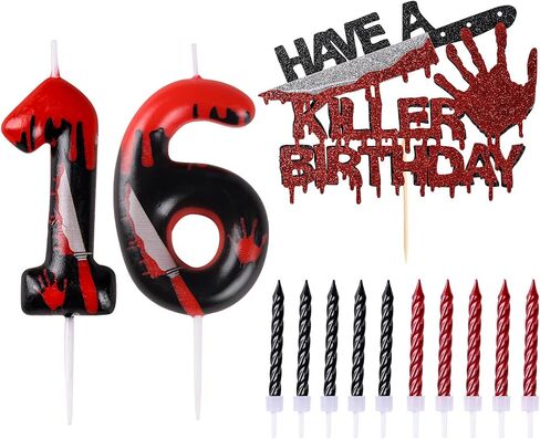 Have A Killer Birthday Number Candles for Cake, Candles for Halloween Birthday Party Decoration, Glitter Killer Birthday Cake Topper for Vampire, Horror Themed Birthday Party Cake(Number 13 & 31) in Saudi Arabia