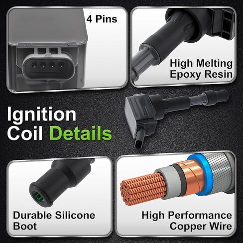 UF816 Ignition Coil 9723 Spark Plug Set 2.0L for Kia Optima 17-18 Soul 20-22 Seltos 21-22 Forte 17-22 Forte5 21-22 for Hyundai Elantra 17-20 Veloster 19-21 Kona 18-22 Sonata 16-19 in Saudi Arabia