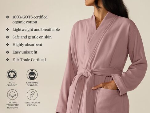Coyuchi Organic Cotton Classic Robe Unisex | Lightweight Breathable Terry | Soft Absorbent Sustainable Bathrobe in Saudi Arabia