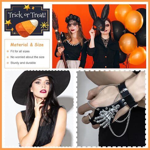 Long tiantian Goth Hand Chain for Men Punk Bracelets Skull Jewelry Halloween Bracelets for Men Trendy 2025 in Saudi Arabia