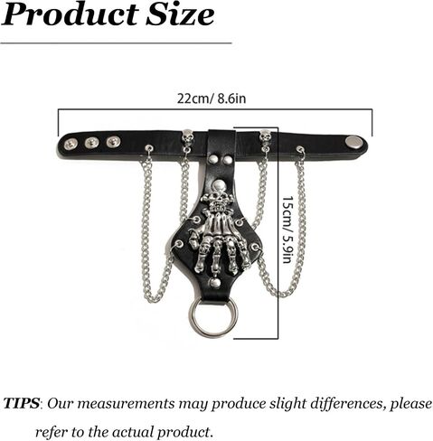 Long tiantian Goth Hand Chain for Men Punk Bracelets Skull Jewelry Halloween Bracelets for Men Trendy 2025 in Saudi Arabia