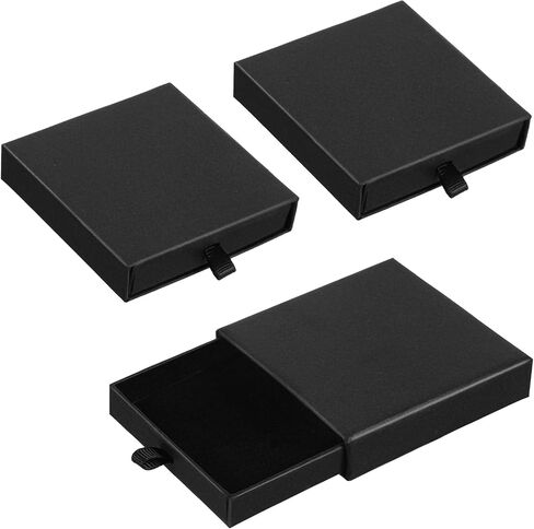 3 Pack Jewelry Gift Box, Cardboard Small Jewelry Box, 2.76x2.76x0.67in Square Small Gift Boxes Storage Case for Bracelets Earrings Necklaces Gifts (Black) in Saudi Arabia