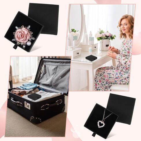 3 Pack Jewelry Gift Box, Cardboard Small Jewelry Box, 2.76x2.76x0.67in Square Small Gift Boxes Storage Case for Bracelets Earrings Necklaces Gifts (Black) in Saudi Arabia