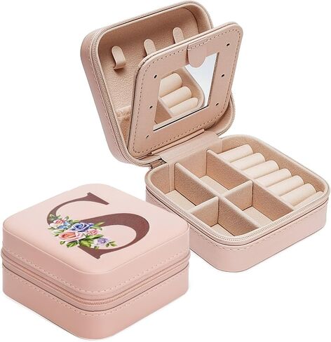 Travel Jewelry Box, Small Jewelry Organizer Boxes for Women Girls, 2 Layer Travel Jewlery Case, PU Leather Mini Portable Jewerly Storage Display Holder for Earrings, Ring, Necklaces, Bracelets(S) in Saudi Arabia