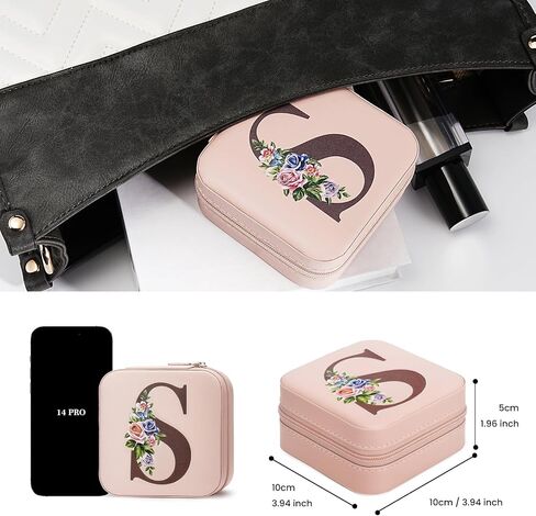 Travel Jewelry Box, Small Jewelry Organizer Boxes for Women Girls, 2 Layer Travel Jewlery Case, PU Leather Mini Portable Jewerly Storage Display Holder for Earrings, Ring, Necklaces, Bracelets(S) in Saudi Arabia