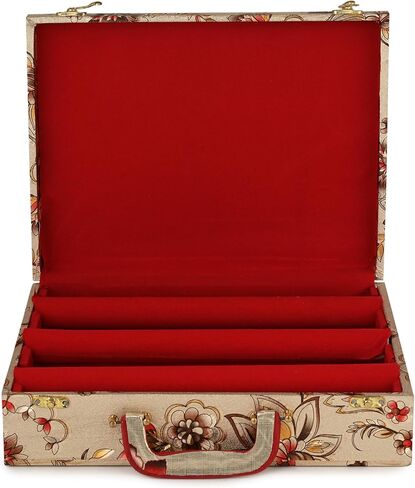 TRUNESS Bangle Box 3 Rods For Women Jewellery Box With Partition | Portable Bangle Box With Latest Stylish Design, Chudi Box (Red Three Rod) in Saudi Arabia